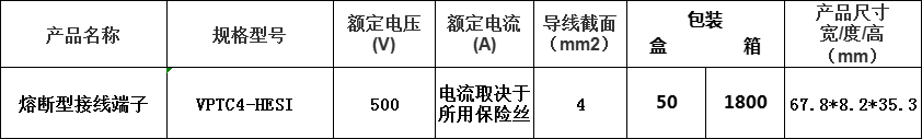 熔断型弹簧端子参数